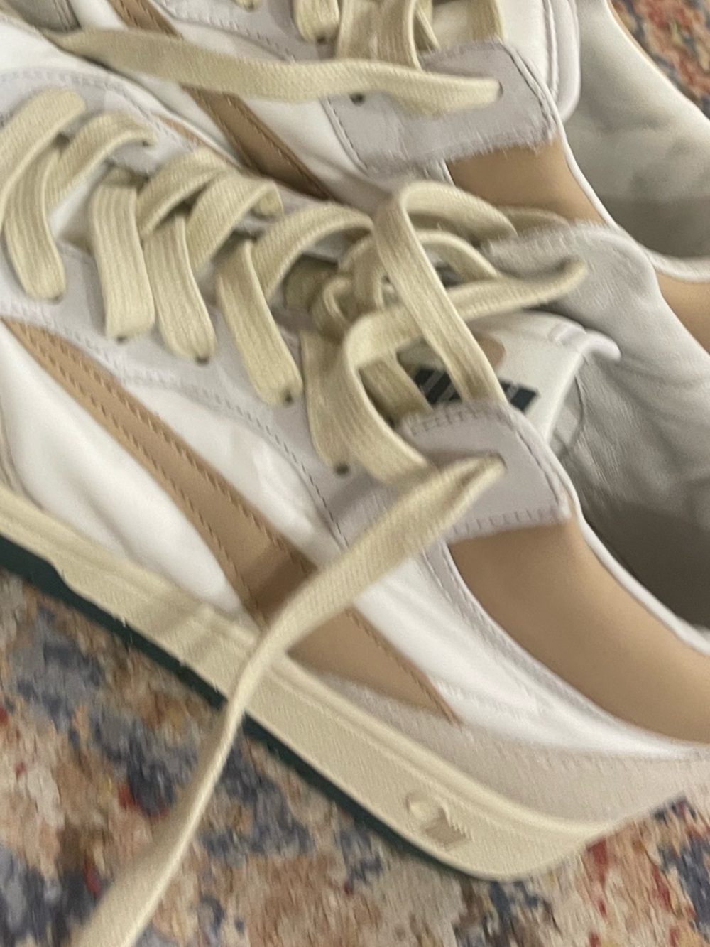 Oncept Women's White and Tan Low-Top Sneakers with Dark Green Outsoles - Picture 7 of 8